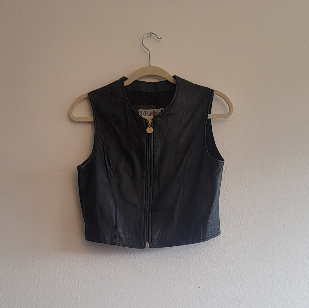 black, Siena Studio, leather biker vest